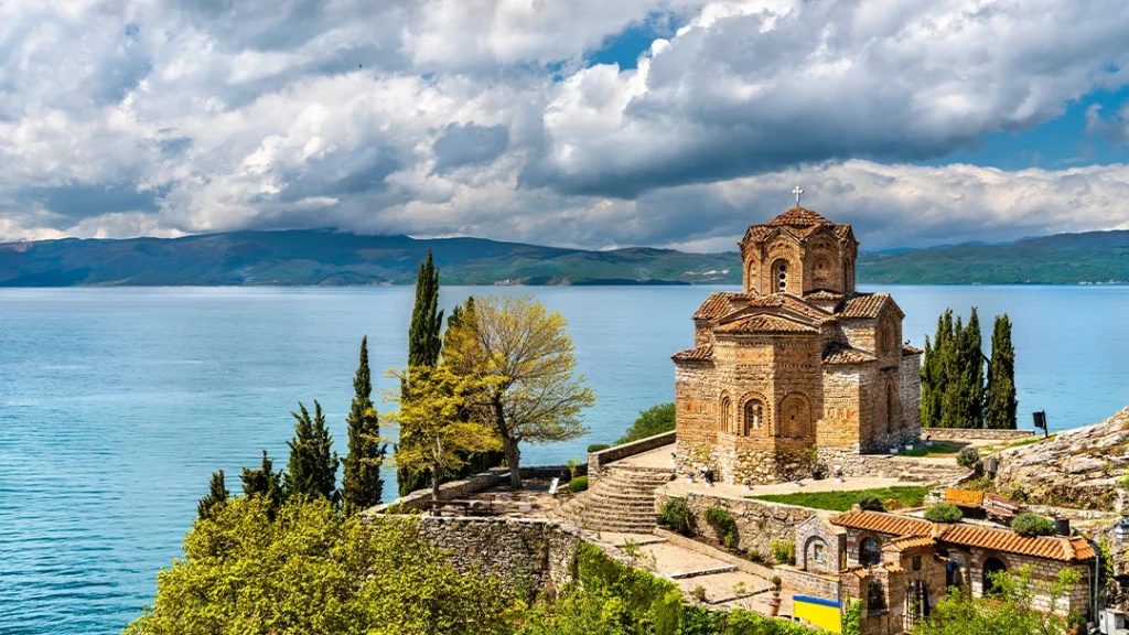 St. John at Kaneo Church overlooking Lake Ohrid – a scenic stop on the Balkan Adventure Tour by Tour Albania.